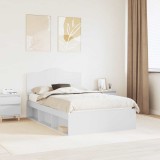 Cumpara ieftin Cadru de pat cu headboard Alb 120 x 200 cm Lemn de pin masiv