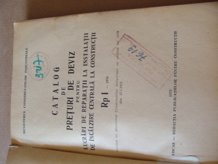 catalog de preturi de deviz pentru lucrari de reparatii la instalatii de