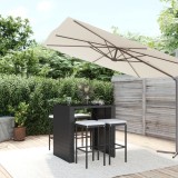 Cumpara ieftin Set mobilier bar de grădină cu perne, 5 piese, negru, poliratan