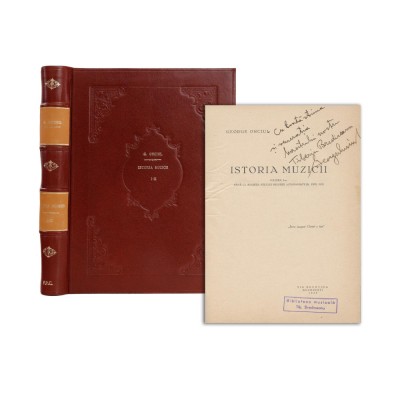 G. Onciul, Istoria muzicii, 1929 - 1933, două volume colligate, cu dedicație foto