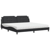 Cumpara ieftin Pat cu saltea, Zadar, negru, 200x200 cm, piele ecologica