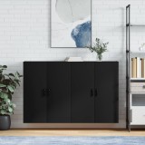 Set 2 Dulapuri suspendate Gossi, negre, 69.5x34x90 cm, lemn prelucrat, montaj perete, depozitare hol/living