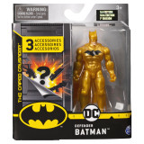 Figurina Batman 10Cm Cu Costum Auriu Si 3 Accesorii Surpriza, Spin Master