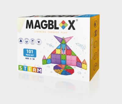 Set magnetic Magblox - 101 piese magnetice de constructie transparente foto