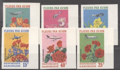 Gabon 1971 Wright, Flowers by plane, imperf., MNH S.172 foto