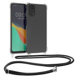 Husa Kwmobile pentru Motorola Moto G22, Silicon, Transparent/Negru, 58213.01, Textil, Carcasa