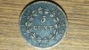 Franta colonii - Martinique &amp; Guadeloupe / Martinica &amp; Guadelupa - raritate - 5 centimes 1827 H - Charles X - pentru cunoscatori, America de Nord