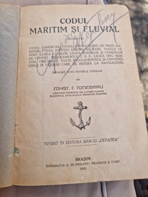 Constantin Tonegaru - Codul Maritim si Fluvial foto