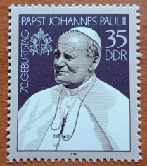 GERMANIA-DDR-ULTIMELE EMISI!!!!-1990-&amp;#039;&amp;#039;PAPA -J PAUL Il&amp;#039;- TIMBRU-MNH-Nestampilate foto