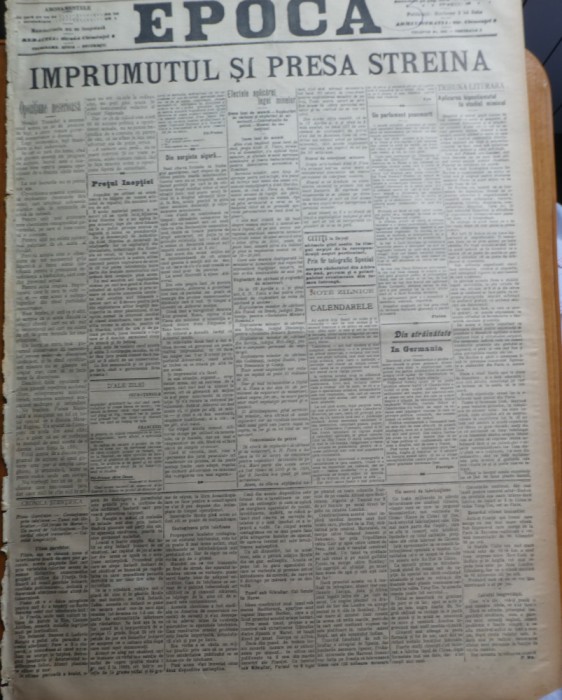 Ziarul Epoca, 24 Noiembrie 1899 ; Imprumutul si presa straina