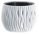 Ghiveci cu insertie Prosperplast Sandy Bowl 24 cm, alb, textura ondulata