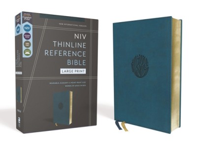 Niv, Thinline Reference Bible, Large Print, Leathersoft, Teal, Red Letter, Comfort Print foto