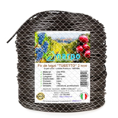 Fir de legat din plastic PVC, TUBETTO, 2 mm, 320 metri, 1 kg, maro, foarte elastic, NRP004 foto
