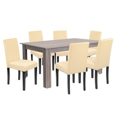 Leziter Set de masa Leon 6 1 stejar York-bej Mobalis Homvera