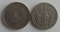 Lot 2 monede comemorative Polonia - 10 Zlotys 1967 și 1969