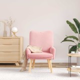 Fotoliu Relaxare Roz vidaXL, Material Lana, Design Ergonomic, 63x67x94 cm, Living/Dormitor, Max 120kg