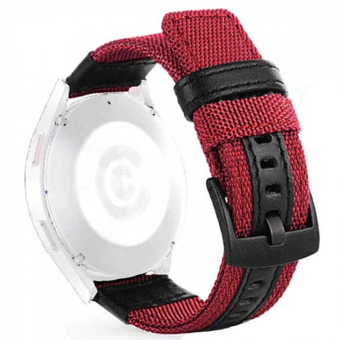 Curea textila, compatibila cu Huawei Watch 3 Pro, Telescoape QR, 22mm, Cerise Red