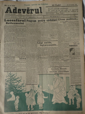 Ziarul Adeverul, 24 decembrie 1936, Mihail Sadoveanu, 20 pagini foto