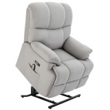 HOMCOM Scaun cu Ajutor pentru Ridicare, Scaun de Masaj, Fotoliu Relaxant cu Port USB, Scaun TV cu Telecomandă, Buzunar Lateral, Scaun TV Inclinabil &icirc;n