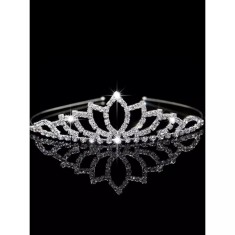 Diadema (Coronita) Mireasa cu Strasuri - Argintie - Circumferinta 39 cm