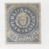 Argentina 1862 Coat of arms, 15C, Mi.7II, c/v 7000 euro, MLH AM.144, Nestampilat