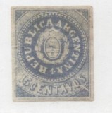 Argentina 1862 Coat of arms, 15C, Mi.7II, c/v 7000 euro, MLH AM.144