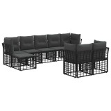 vidaXL Set de canapele de exterior 6 pcs Negru și Gri &icirc;nchis Poliester 3437565