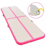 vidaXL Saltea gimnastică gonflabilă cu pompă roz 400x100x10cm PVC