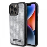 Karl Lagerfeld Husa Rhinestone Plate Metal Logo iPhone 15 Pro Argintiu