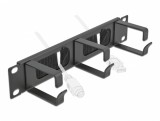 Organizator cabluri 10&quot; 1U pentru cabinet cu 3 inele + perii Negru, Delock 66487