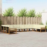 vidaXL Set de canapele de exterior cu pernă 10 pcs Natural și Crem 3369889
