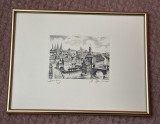 Cumpara ieftin Impresionanta gravura monocromatica reliefand o imagine din orasul vechi Bamberg