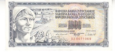 B11 21 - Bancnota foarte veche - Fosta Jugoslavia - 1000 dinarI - 1981 foto