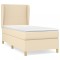 Pat box spring cu saltea, crem, 90x190 cm, textil