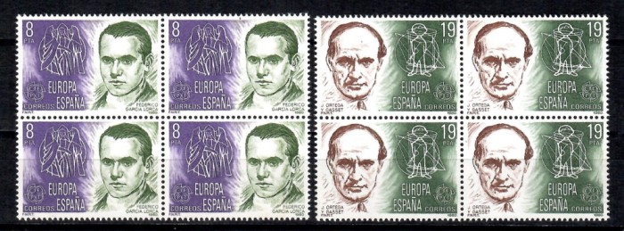 Spania 1980 - EUROPA - Oameni celebri, bloc de 4, MNH