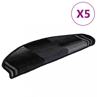 vidaXL Covorașe scări, 5 buc., negru și gri, 65x21x4 cm, autoadeziv 149834 foto