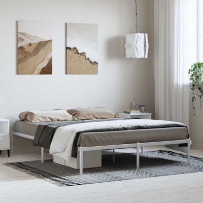 vidaXL Cadru pat metalic, alb, 150x200 cm 350915 foto