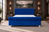 Pat Dormitor Silver 180x200 cm Tapitat Catifea Albastru cu Somiera Inclusa