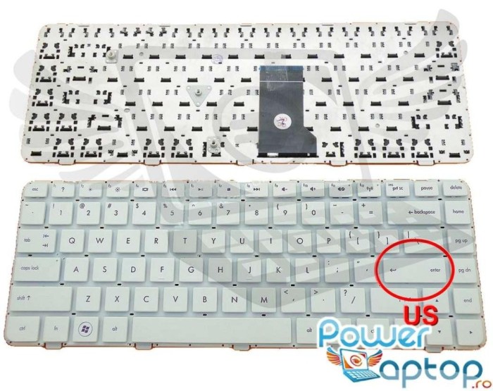 Tastatura HP Alba Pavilion dv5 2200 CTO layout US fara rama enter mic, Pavilion dv5 2230 layout US fara rama