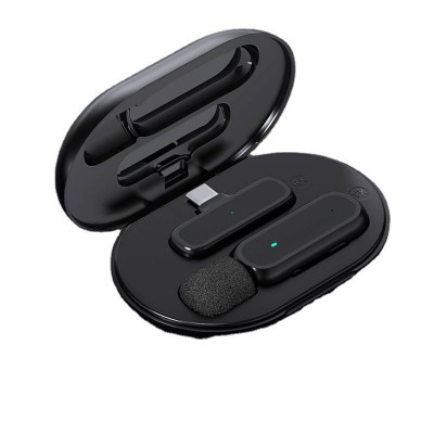 Set Microfon Lavaliera profesionala Wireless, ICIDRA, tip K63, pentru smartphone, tableta, compatibil cu sistemul Android, USB tip C, portabil, negru foto