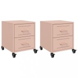 Cumpara ieftin Noptiere, 2 buc., roz, 36x39x43,5 cm, otel