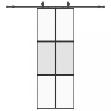 Cumpara ieftin Usa glisanta cu set feronerie neagra 76x205cm sticla securizata