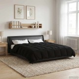 vidaXL Duvet de iarnă Patos Negru 220 x 260 cm Microfibră 42026107