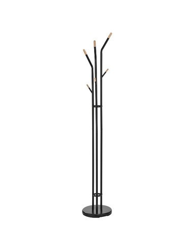 Cuier pom metalic SL Sander, 6 agatatori, suport umbrela, negru