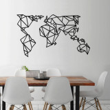 Decoratiune de perete, World Map Metal Decor 4, Metal, Dimensiune: 140 x 80 cm, Negru, Tanelorn