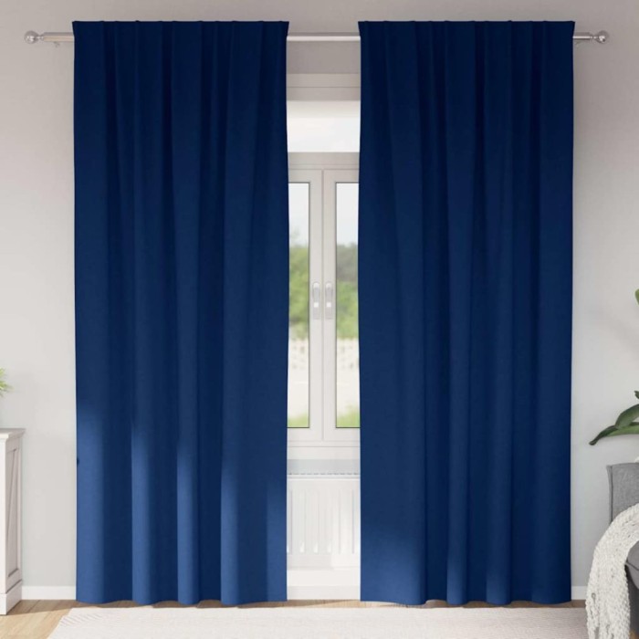 Perdele cu perdele 2 pcs Albastru &icirc;nchis Poliester