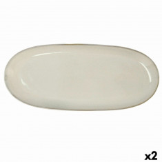 Set 2 platouri, Bidasoa, Ikonic, 36 x 16 cm, ceramica, alb