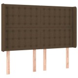 Cumpara ieftin Tablie de pat cu aripioare maro inchis 147x16x118/128 cm textil