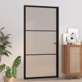 vidaXL Ușă de interior, 102,5x201,5 cm, Negru, sticlă mată și aluminiu