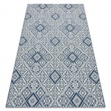 Covor sisal Color 19247/699 Pătrate Caro Superficial albastru, 200x290 cm, Dreptunghi